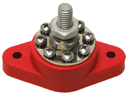 8 Point Power Distribution Post 5/16" Red 160amp @ 12v DC Terminal w/ Insulator 